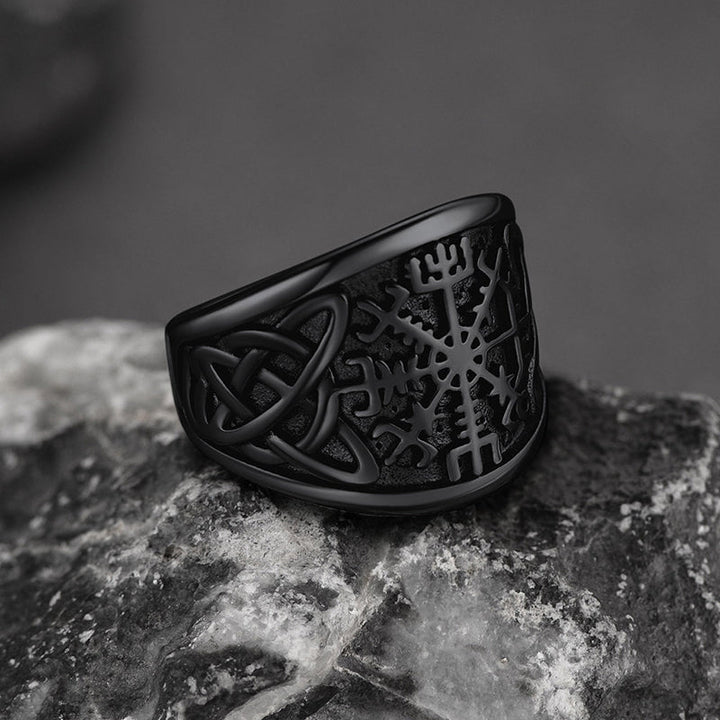 Viking Compass Ring with Celtic Knot for Men