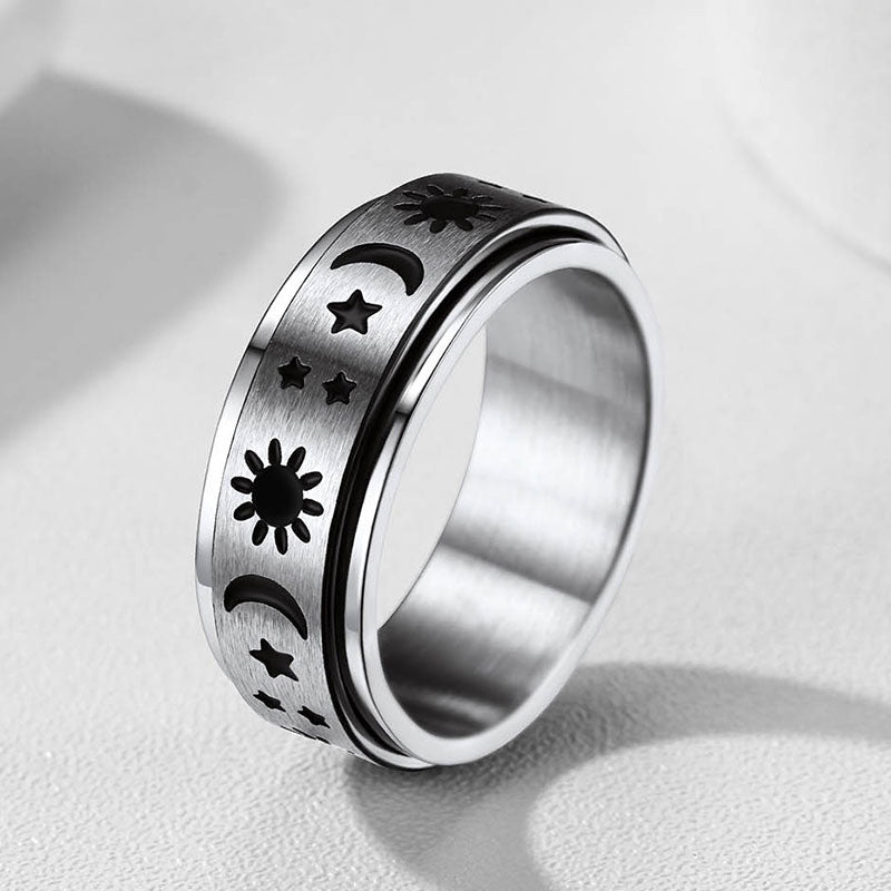 Moon Star Sun Ring Fidget Ring for Anxiety