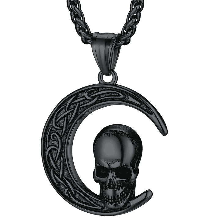 Flash Sale Celtic Crescent Moon Skull Necklace For Men
