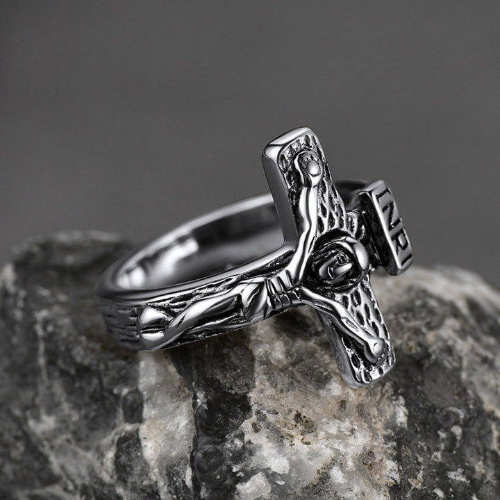 Christian Jesus Crucifix Cross Ring for Men