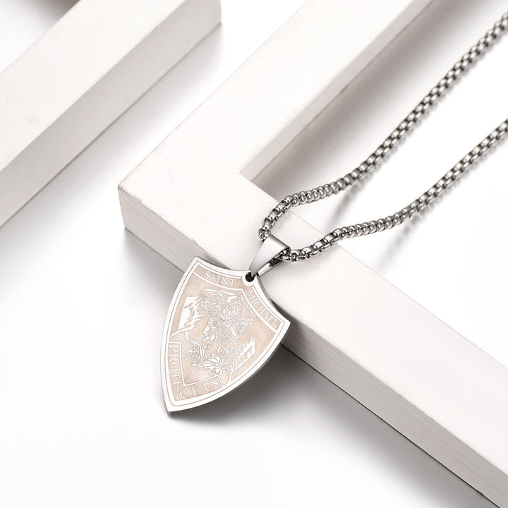 Saint Michael Necklace Shield Archangel Protection Pendant For Men