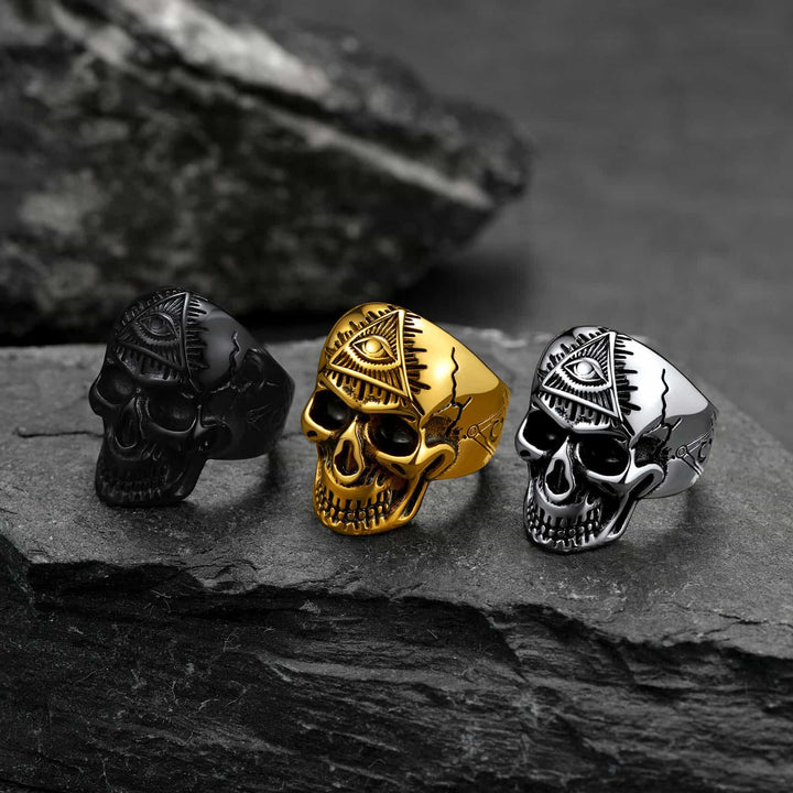 Eye of Providence Skull Ring For Men