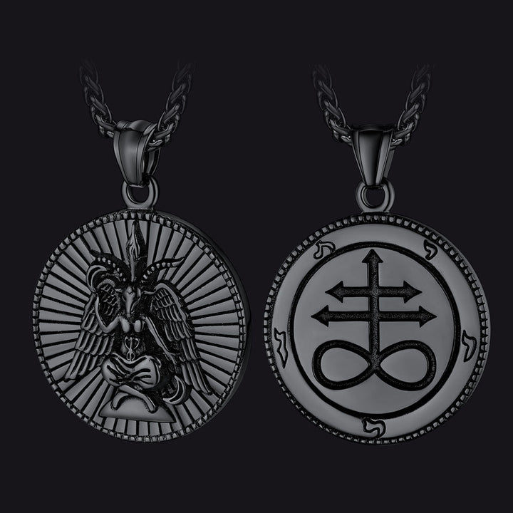 Baphomet Satanic Goat Leviathan Cross Necklace for Men