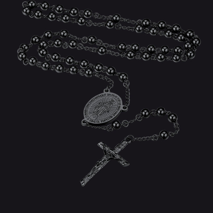 Catholic Virgin Mary Rosary Beads Cross Necklace Chain for Men Women