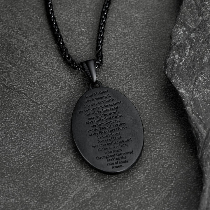 Oval Archangel Saint Michael Necklace Medal