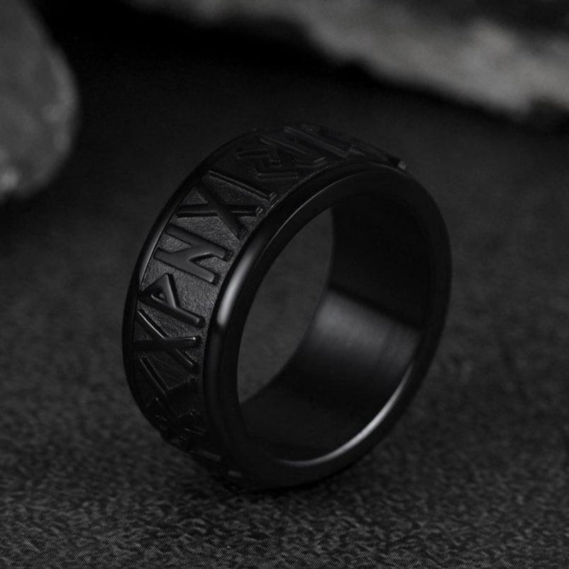 Norse Viking Rune Fidget Anxiety Band Ring For Men