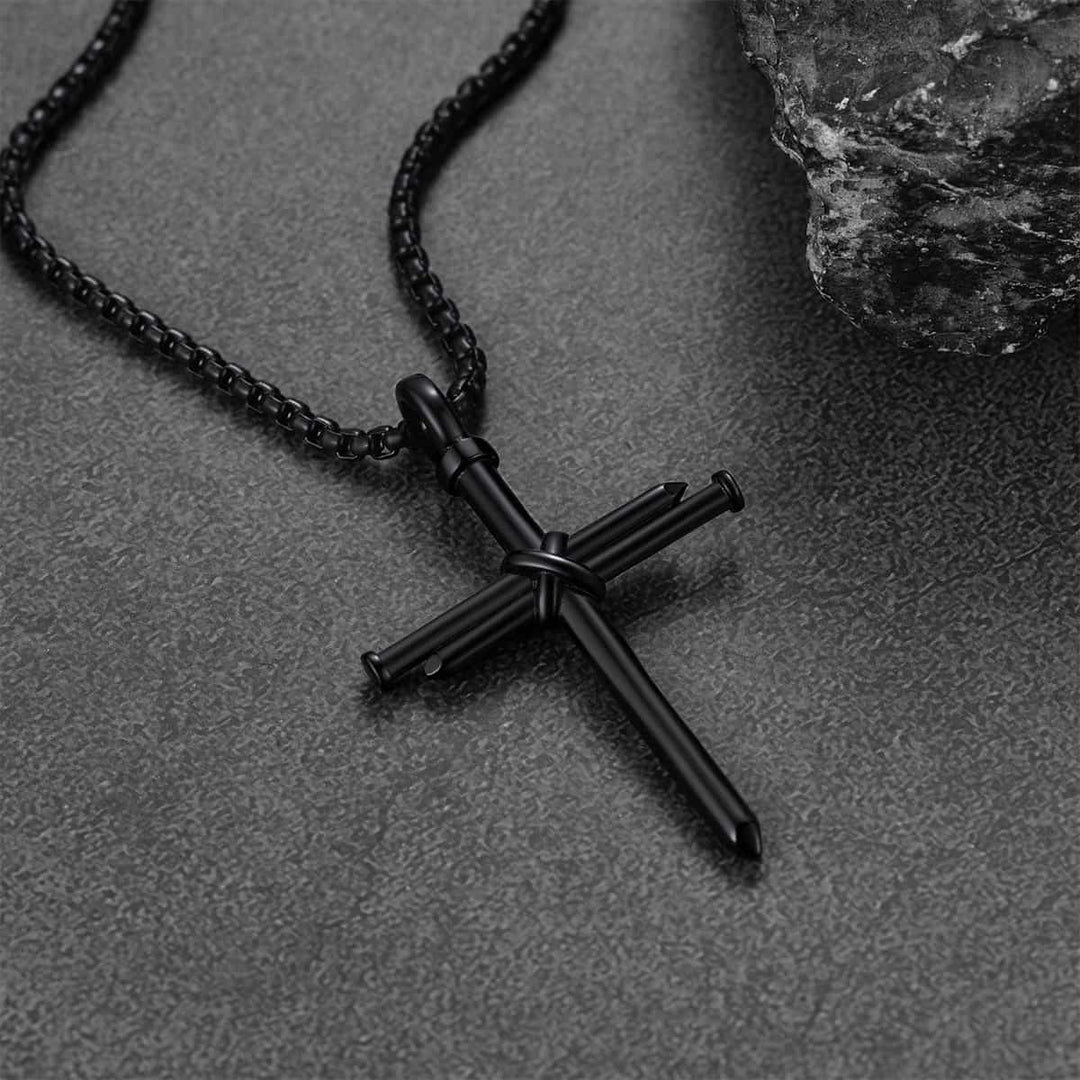 Christian Nail Cross Pendant Necklace For Men