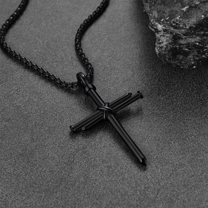 Christian Nail Cross Pendant Necklace For Men