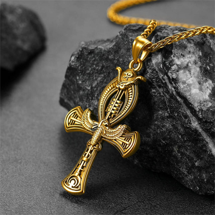 Flash Sale Egyptian Ankh Cross Necklace with Eagle For Men