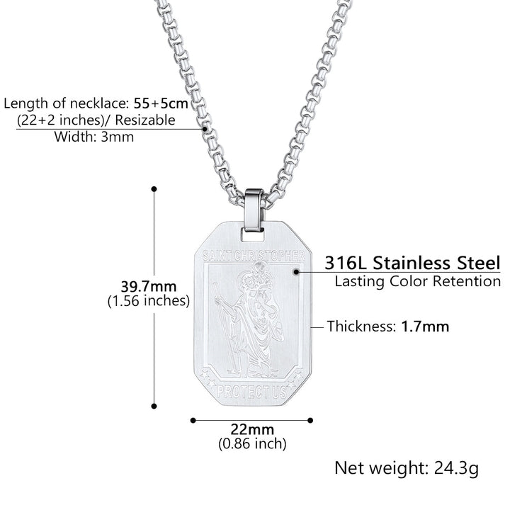 St. Christopher Dog Tag Necklace for Men