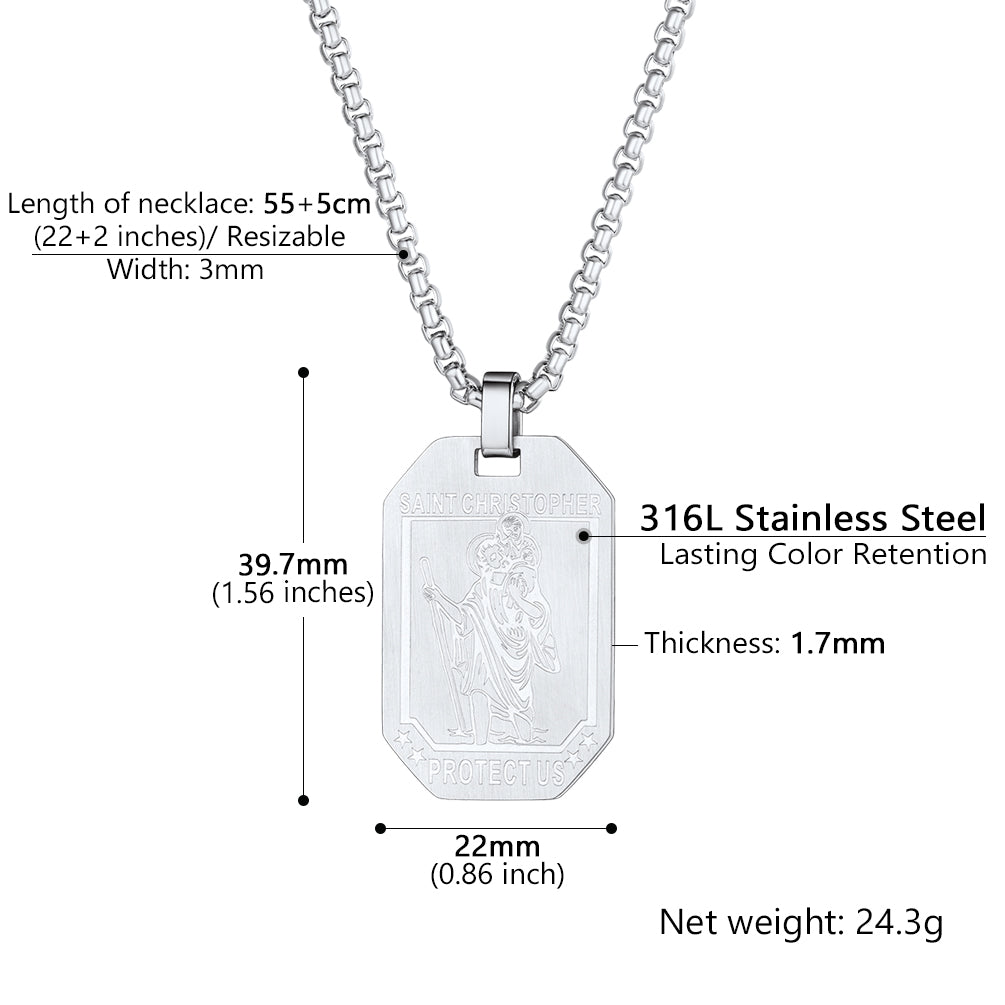 St. Christopher Dog Tag Necklace for Men