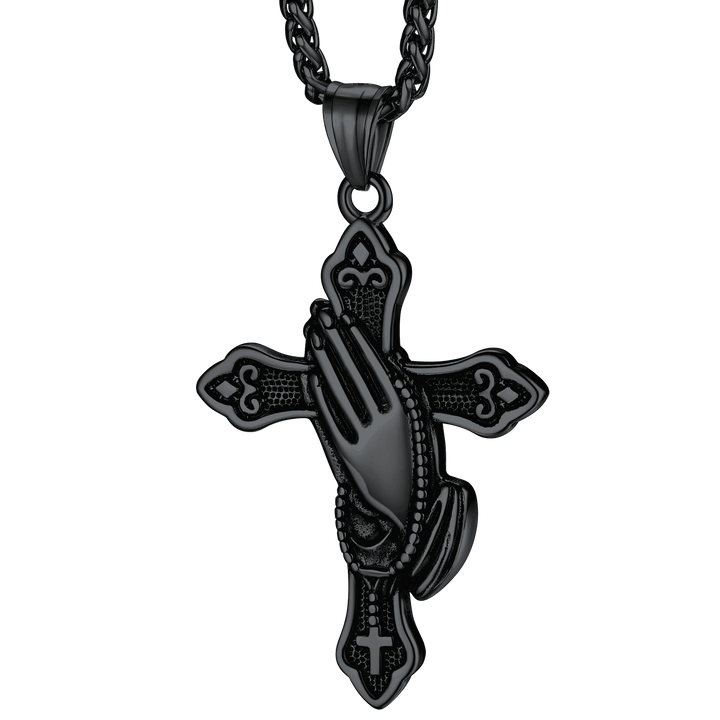 Flash Sale Christian Praying Hands Cross Necklace For Men
