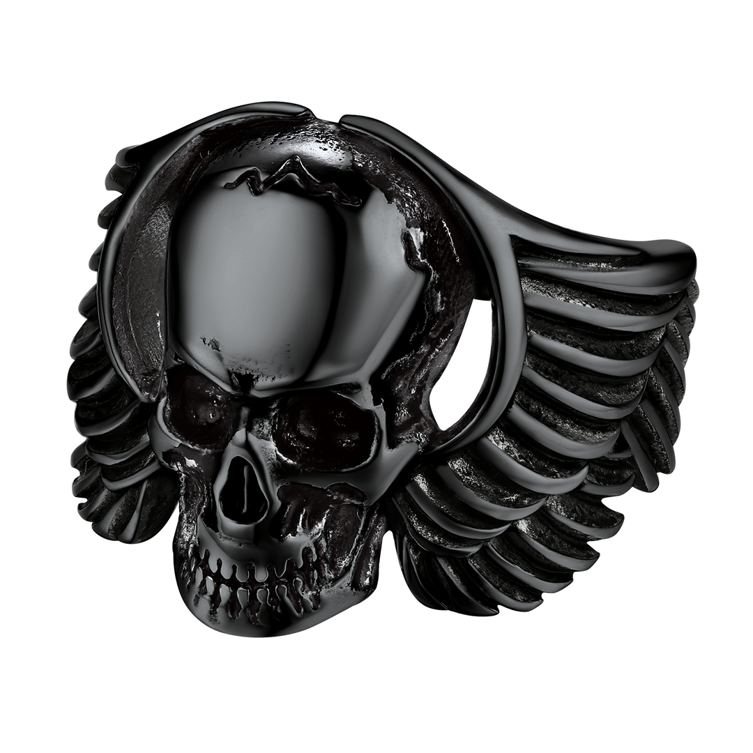 Biker Wings Skull Stainless Steel Ring for Men