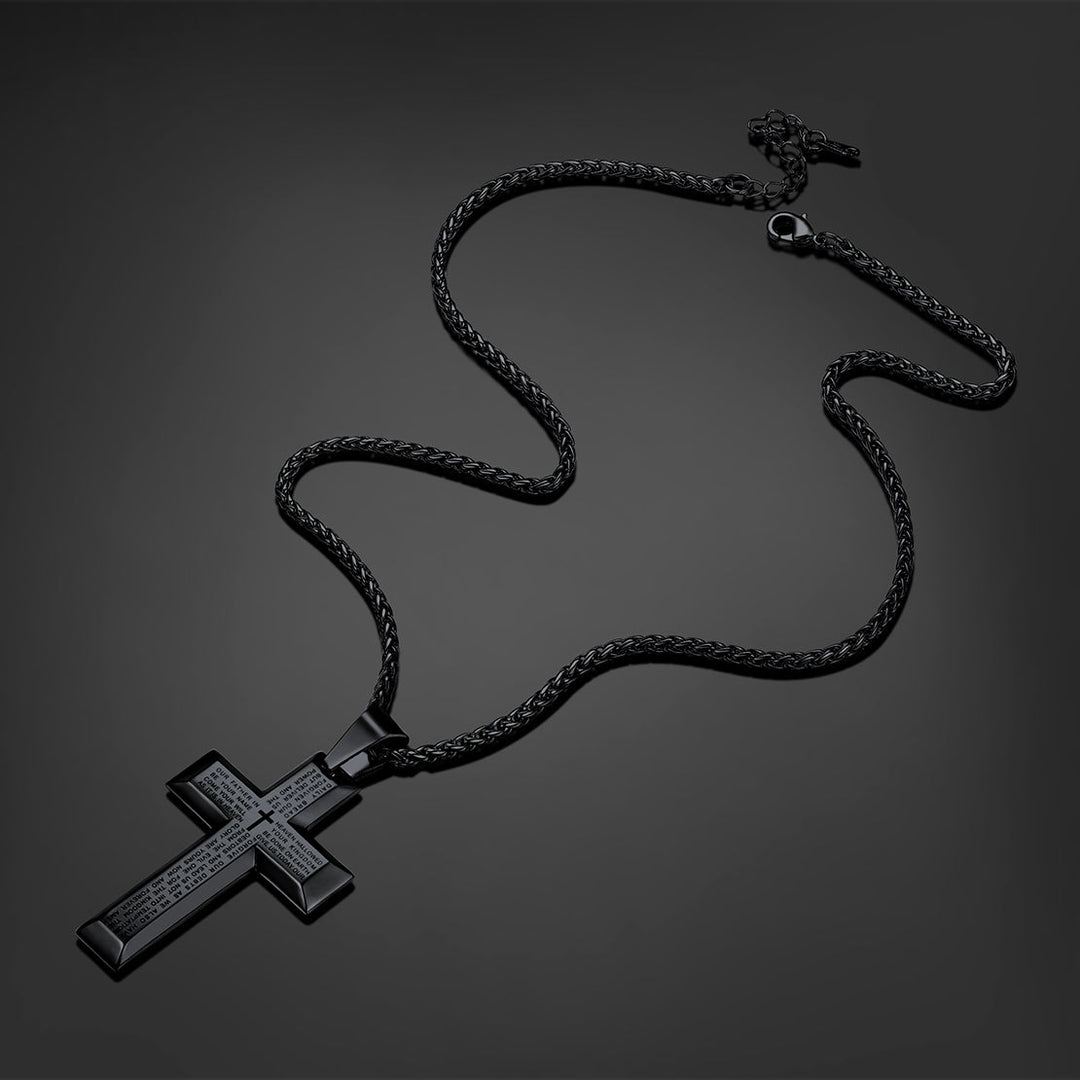Christian Lord's Prayer Cross Necklace for Men