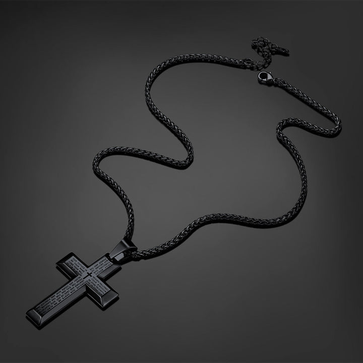 Christian Lord's Prayer Cross Necklace for Men