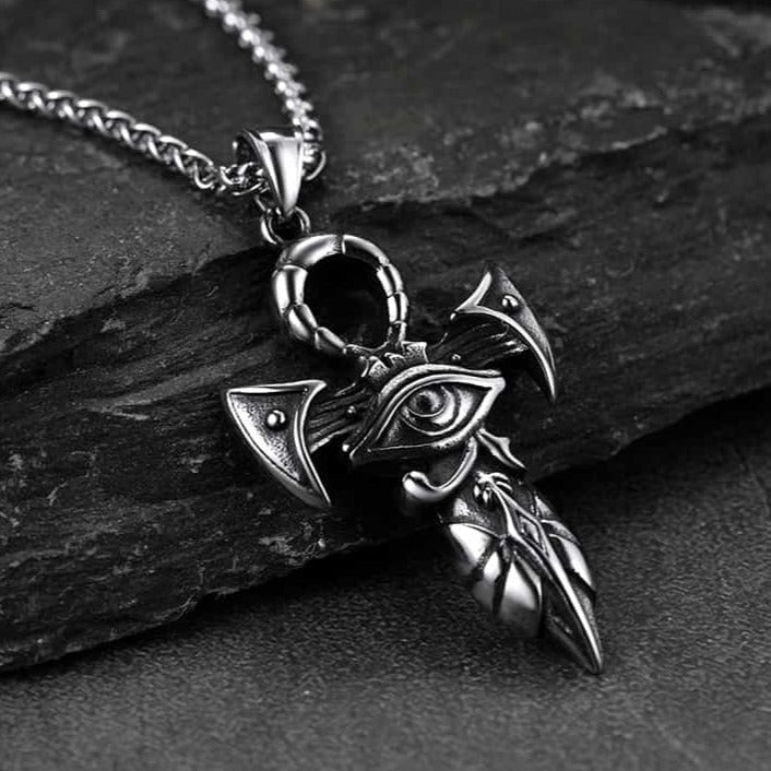 Egyptian Ankh Cross Necklace with Eye of Horus For Men