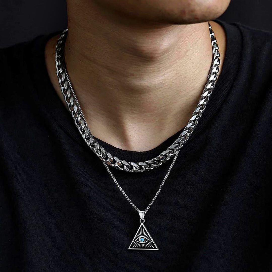 Triangle All Seeing Third Eye Pendant Necklace For Men