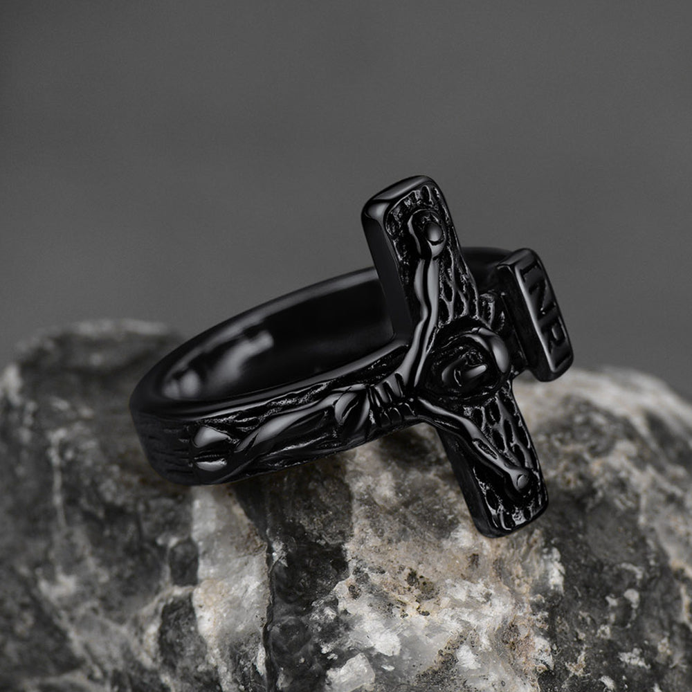 Christian Jesus Crucifix Cross Ring for Men