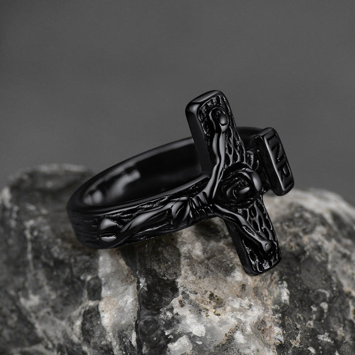 Christian Jesus Crucifix Cross Ring for Men