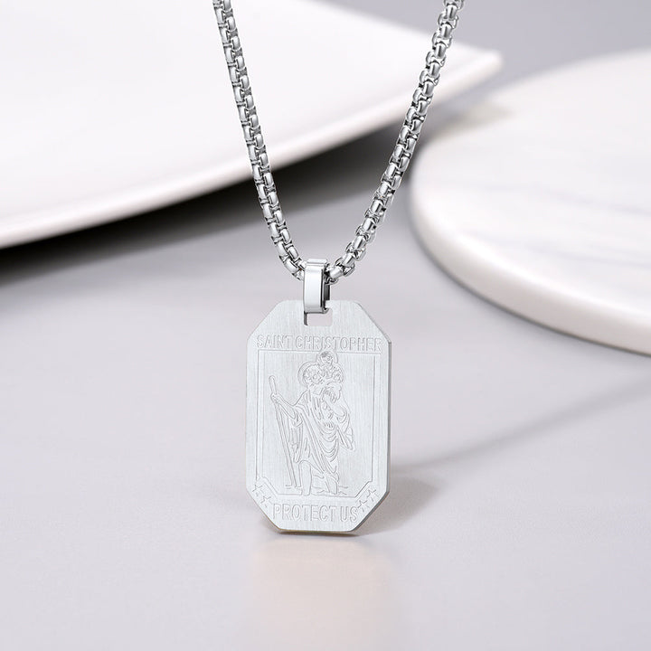 St. Christopher Dog Tag Necklace for Men