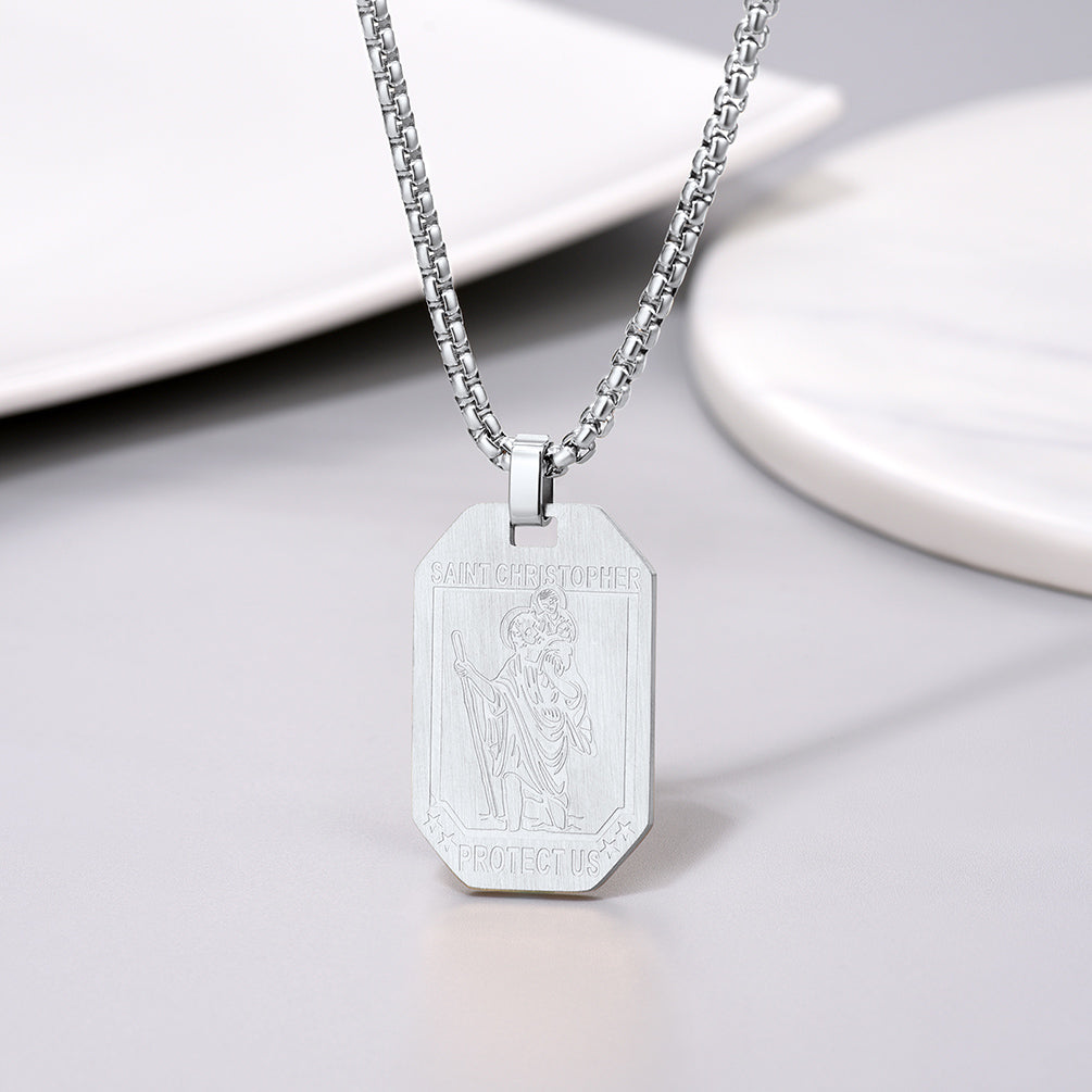 St. Christopher Dog Tag Necklace for Men