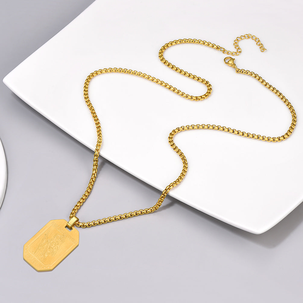 St. Christopher Dog Tag Necklace for Men