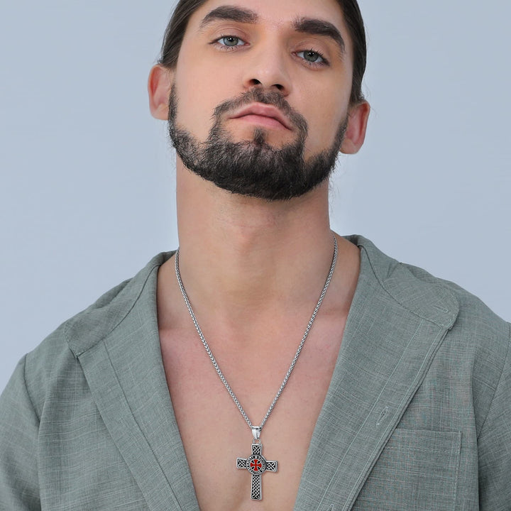 Knights Templar Celtic Cross Pendant Necklace For Men Women