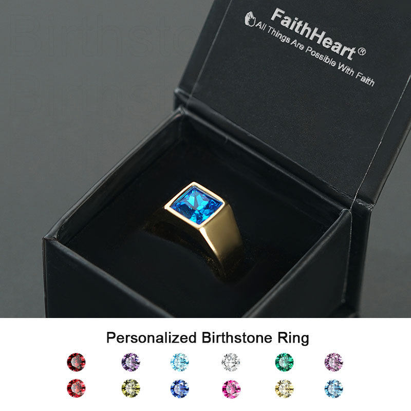 Minimalist Birthstone Gemstone Band Ring for Men