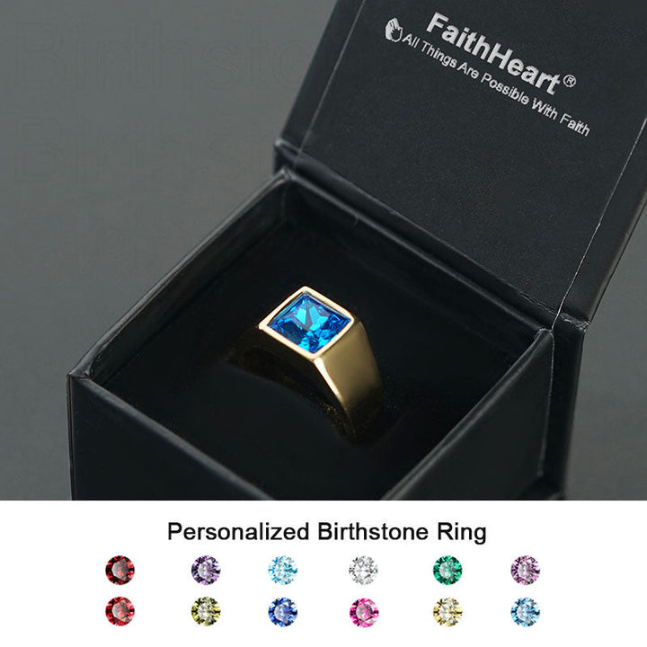 Minimalist Birthstone Gemstone Band Ring for Men