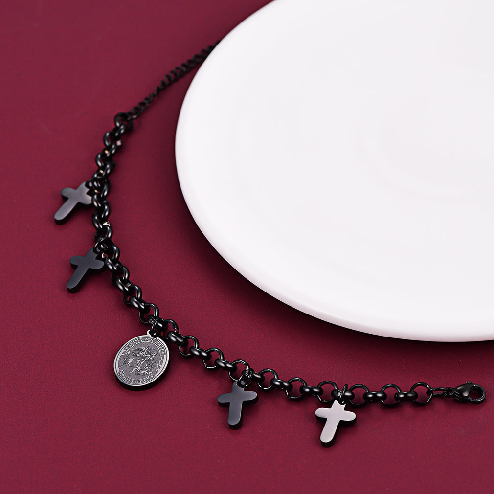 Patron St. Michael Charm Bracelet With Cross for Men