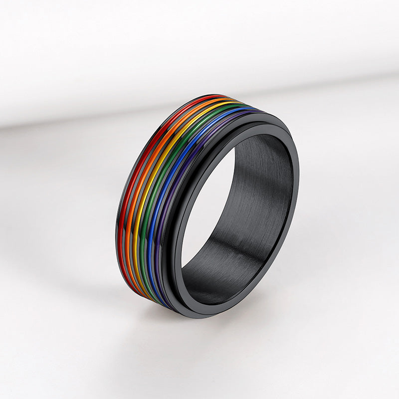 LGBT Pride Rainbow Ring Anxiety Fidget Ring Spinner