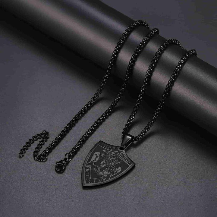 Saint Michael Necklace Archangel Shield Pendant for Men