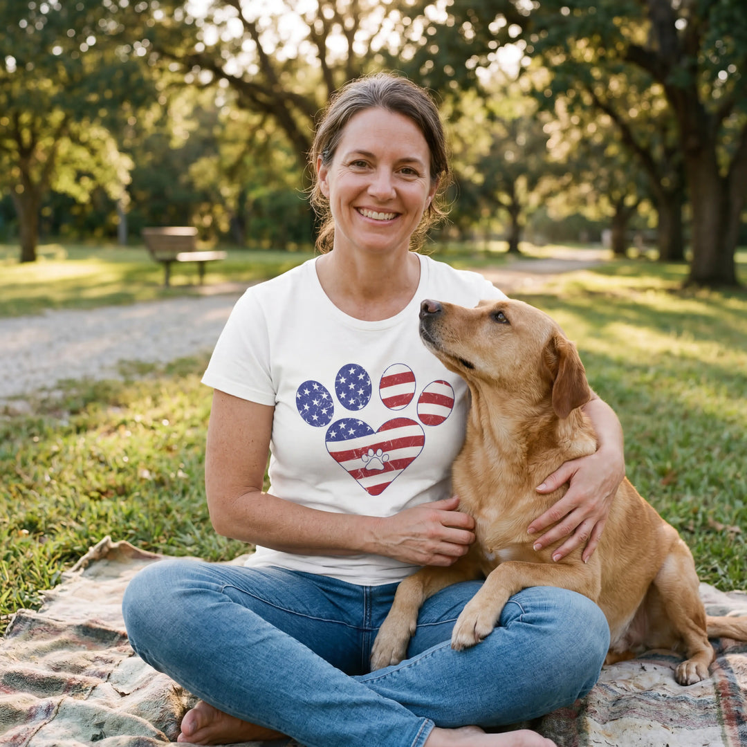 The Patriot Paw Tee — My Heart Beats Red, White & Blue