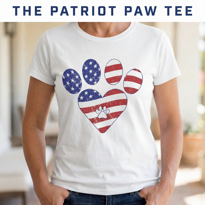 The Patriot Paw Tee — My Heart Beats Red, White & Blue