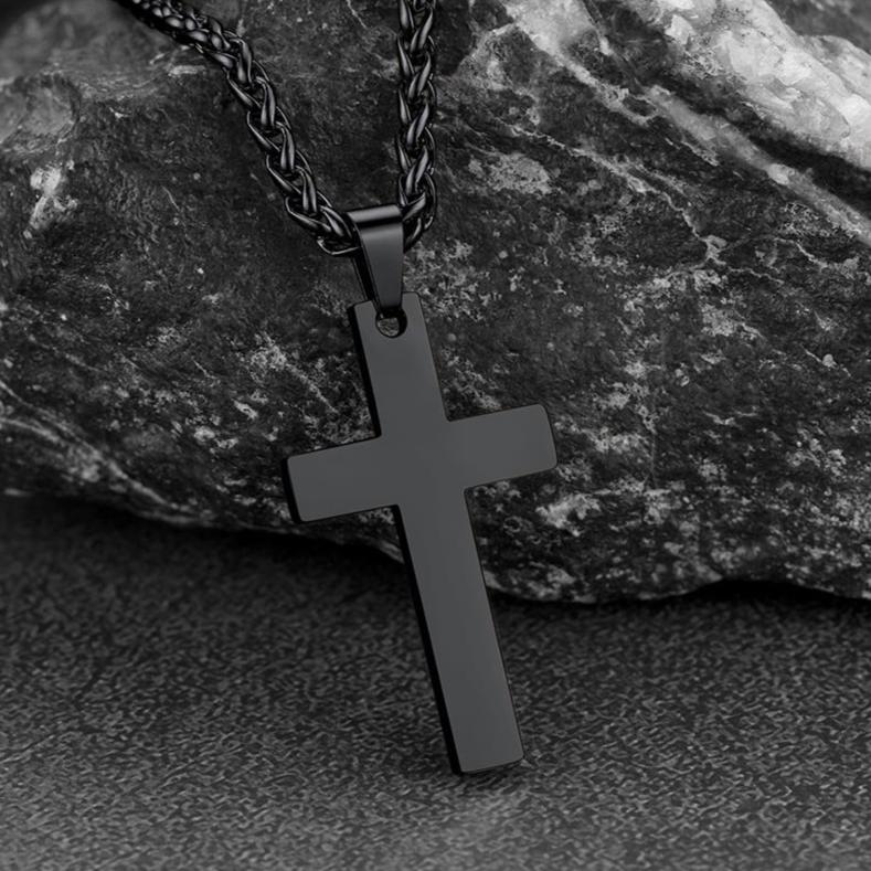 Gothic Skull Cuban Chain & Cross Layered Pendant Set for Men