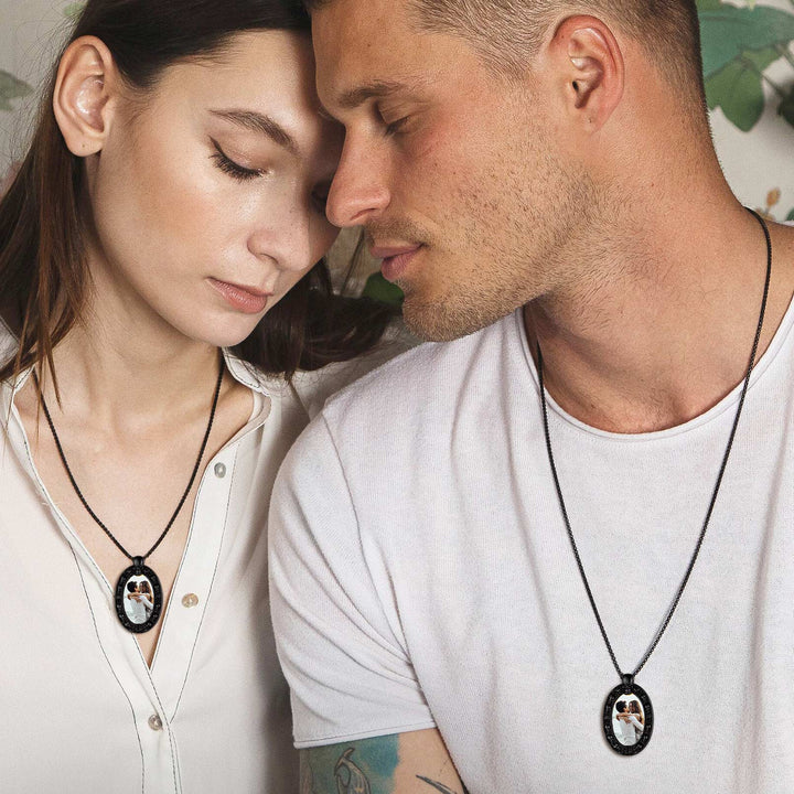 Personalized Photo Pendant Necklace with Skull for Men and Women