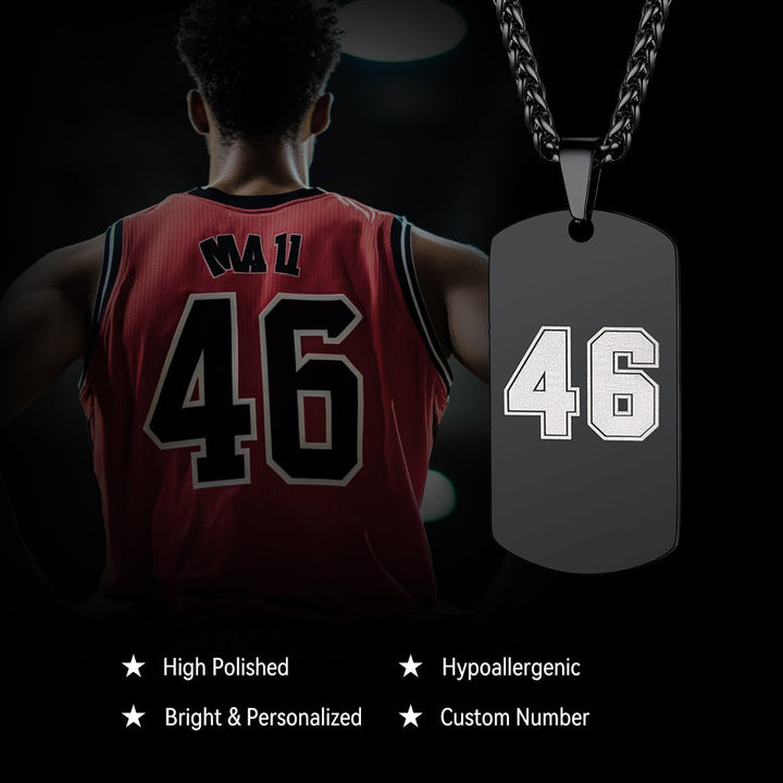 Custom Engraved Number Dog Tag Necklace For Men, Stainless Steel