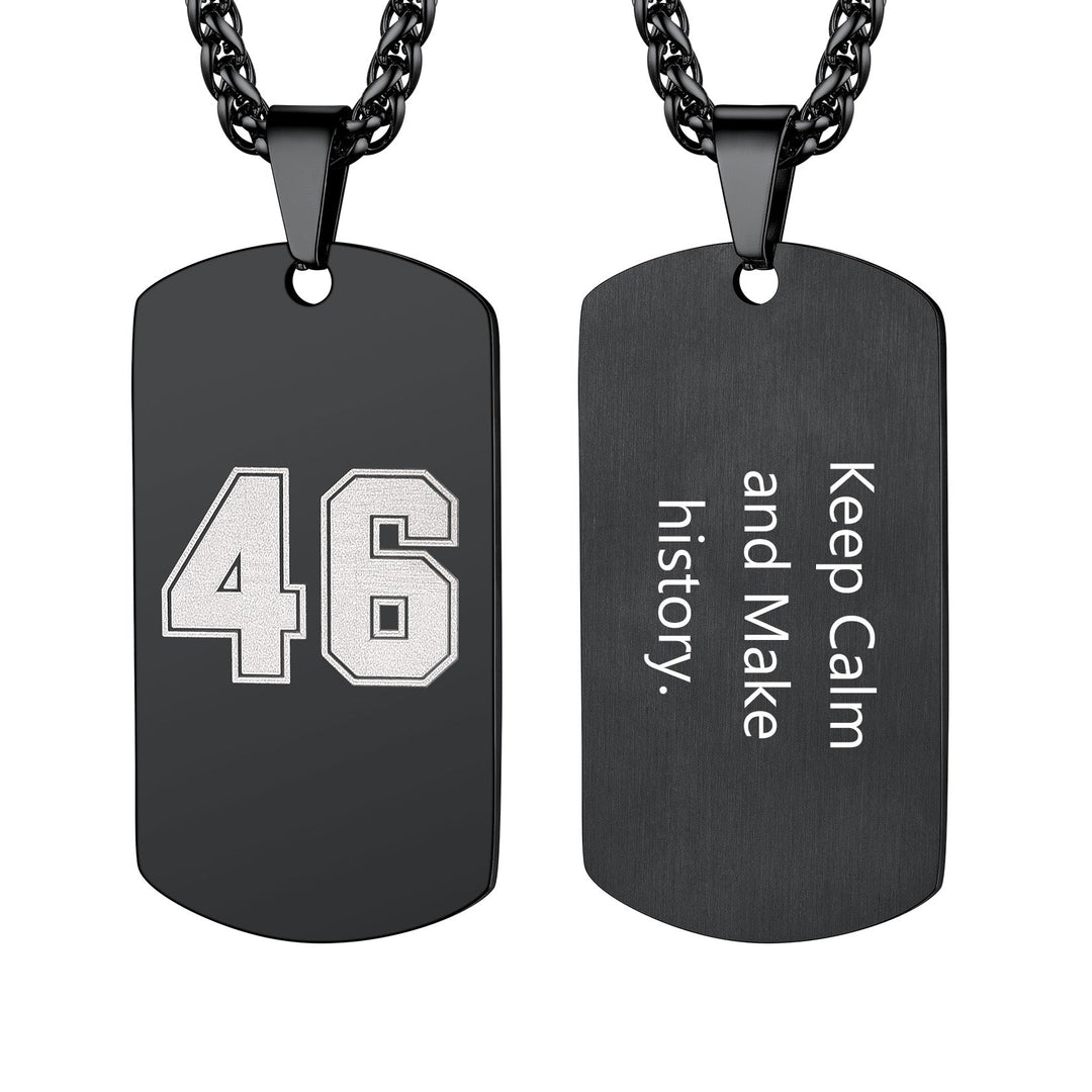 Custom Engraved Number Dog Tag Necklace For Men, Stainless Steel