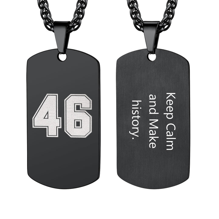 Custom Engraved Number Dog Tag Necklace For Men, Stainless Steel