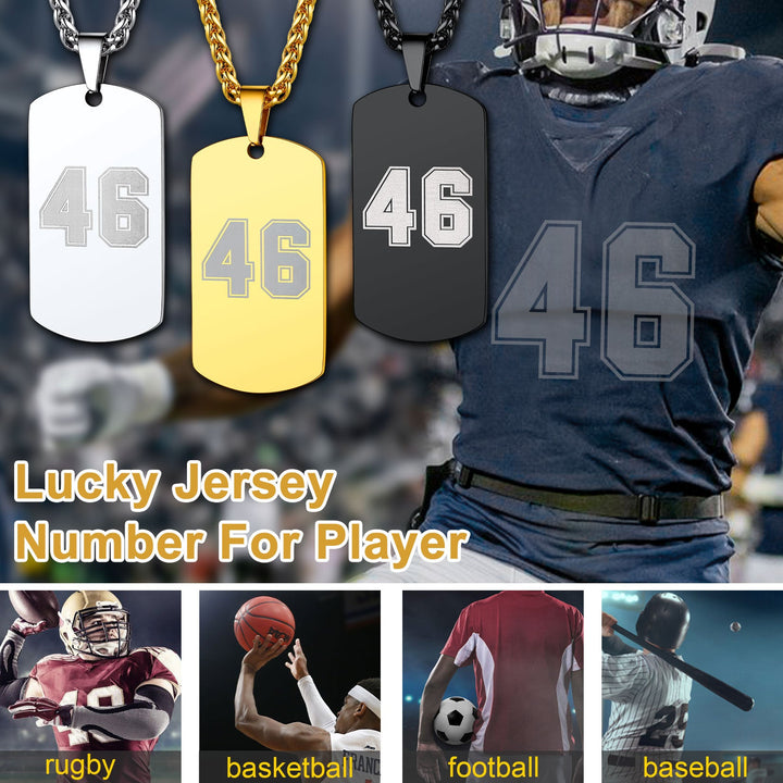 Custom Engraved Number Dog Tag Necklace For Men, Stainless Steel
