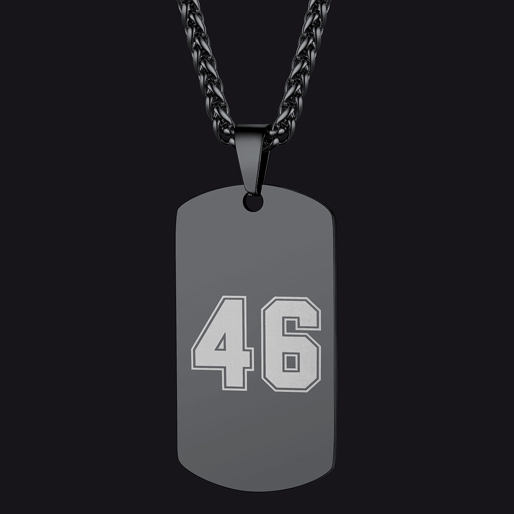 Custom Engraved Number Dog Tag Necklace For Men, Stainless Steel