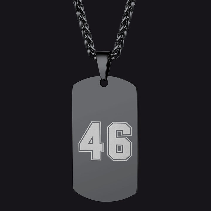 Custom Engraved Number Dog Tag Necklace For Men, Stainless Steel
