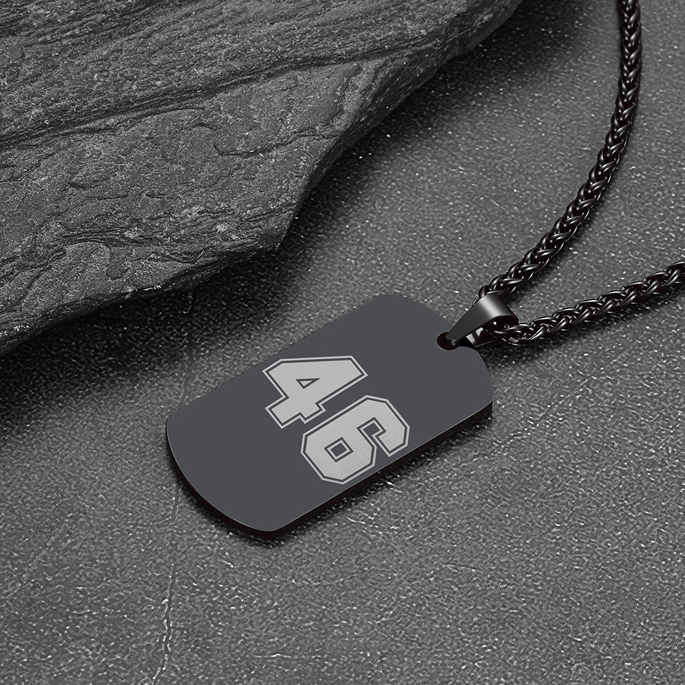 Custom Engraved Number Dog Tag Necklace For Men, Stainless Steel
