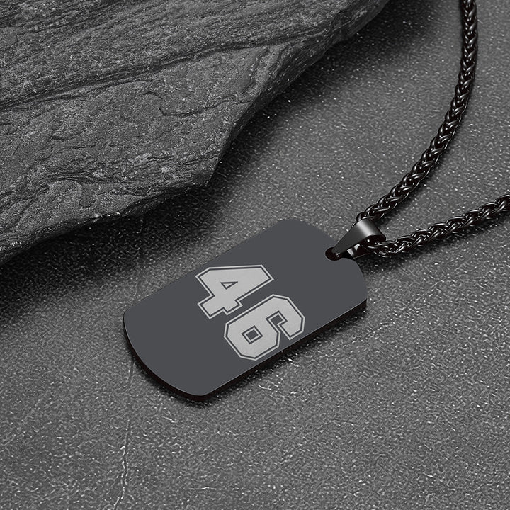 Custom Engraved Number Dog Tag Necklace For Men, Stainless Steel