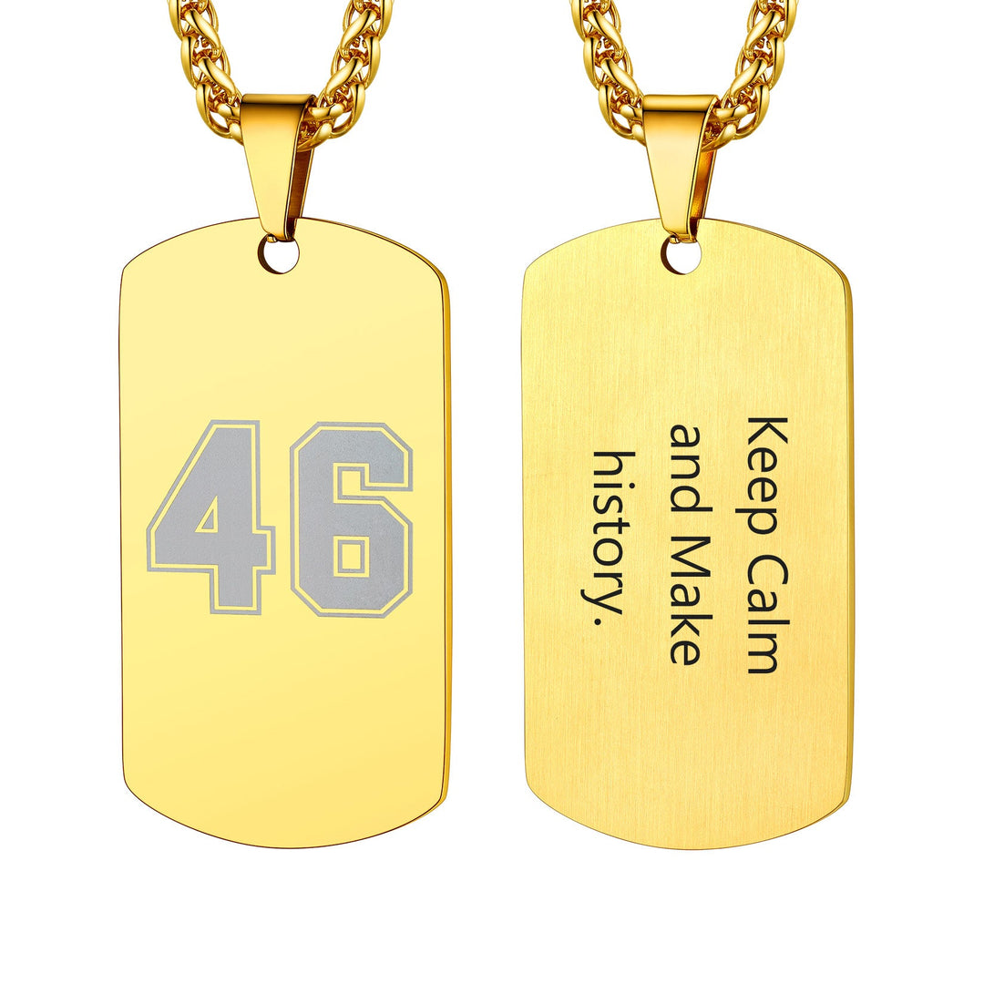 Custom Engraved Number Dog Tag Necklace For Men, Stainless Steel