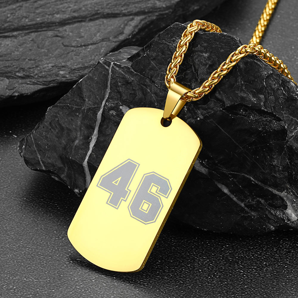 Custom Engraved Number Dog Tag Necklace For Men, Stainless Steel