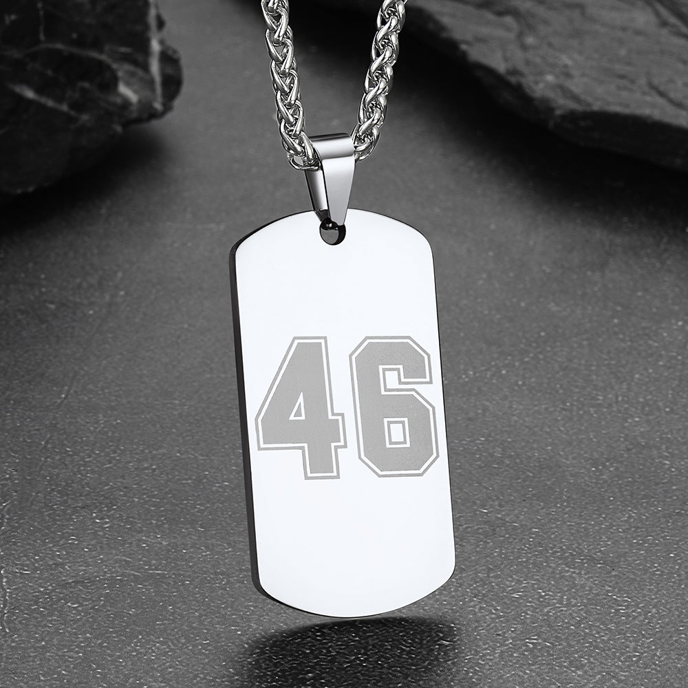 Custom Engraved Number Dog Tag Necklace For Men, Stainless Steel