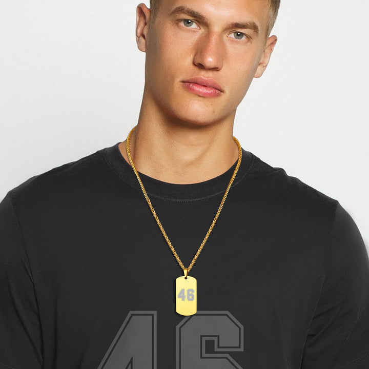 Custom Engraved Number Dog Tag Necklace For Men, Stainless Steel
