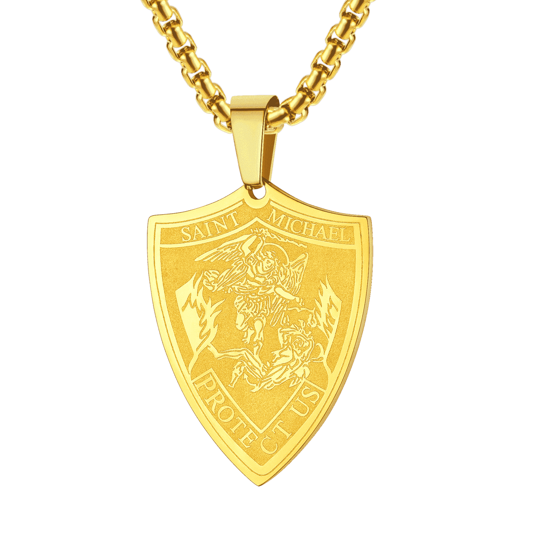 Saint Michael Necklace Archangel Shield Pendant for Men