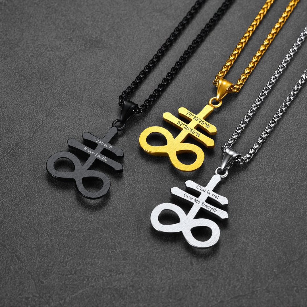 Church of Satan Leviathan Cross Necklace Pendant for Men